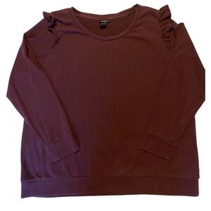Torrid Ruffle Shoulders Long Sleeve Shirt Womens Size 3 Purple Sweater